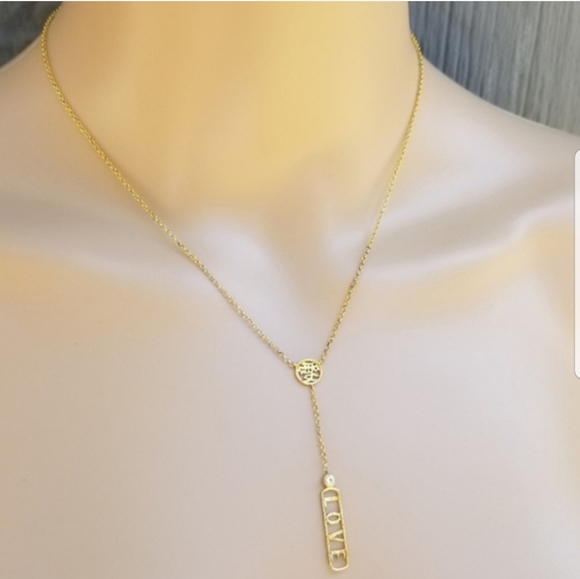 GOLD OVER STERLING SILVER SKIPPYDIGGY "LOVE"  DESIGNER INSPIRED NECKLACE - Picture 1 of 6